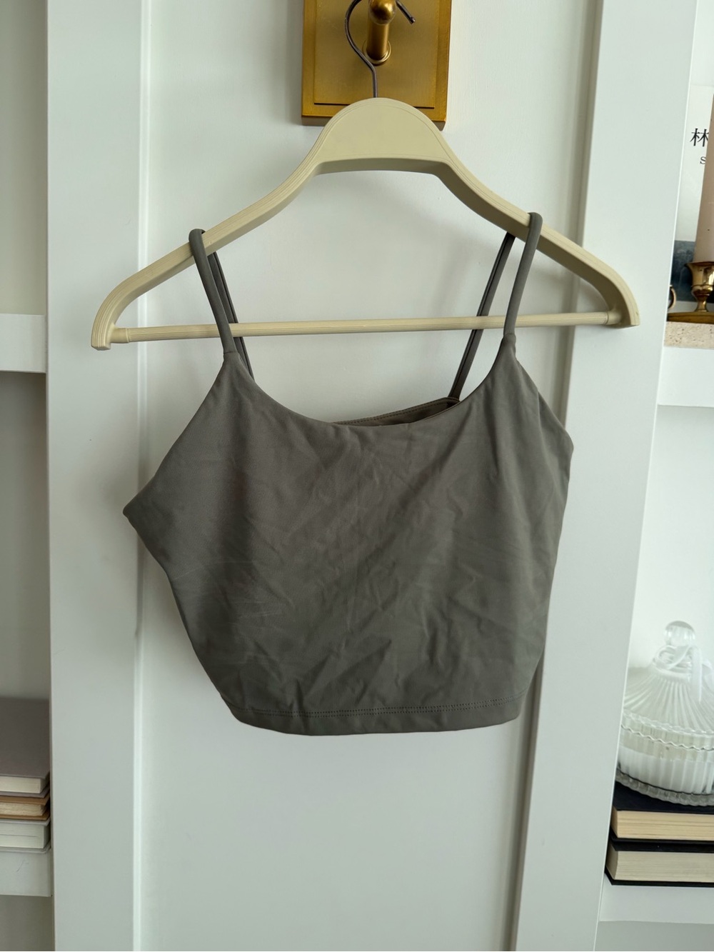 Adanola Olive Gray Spaghetti Strap Crop Camisole
